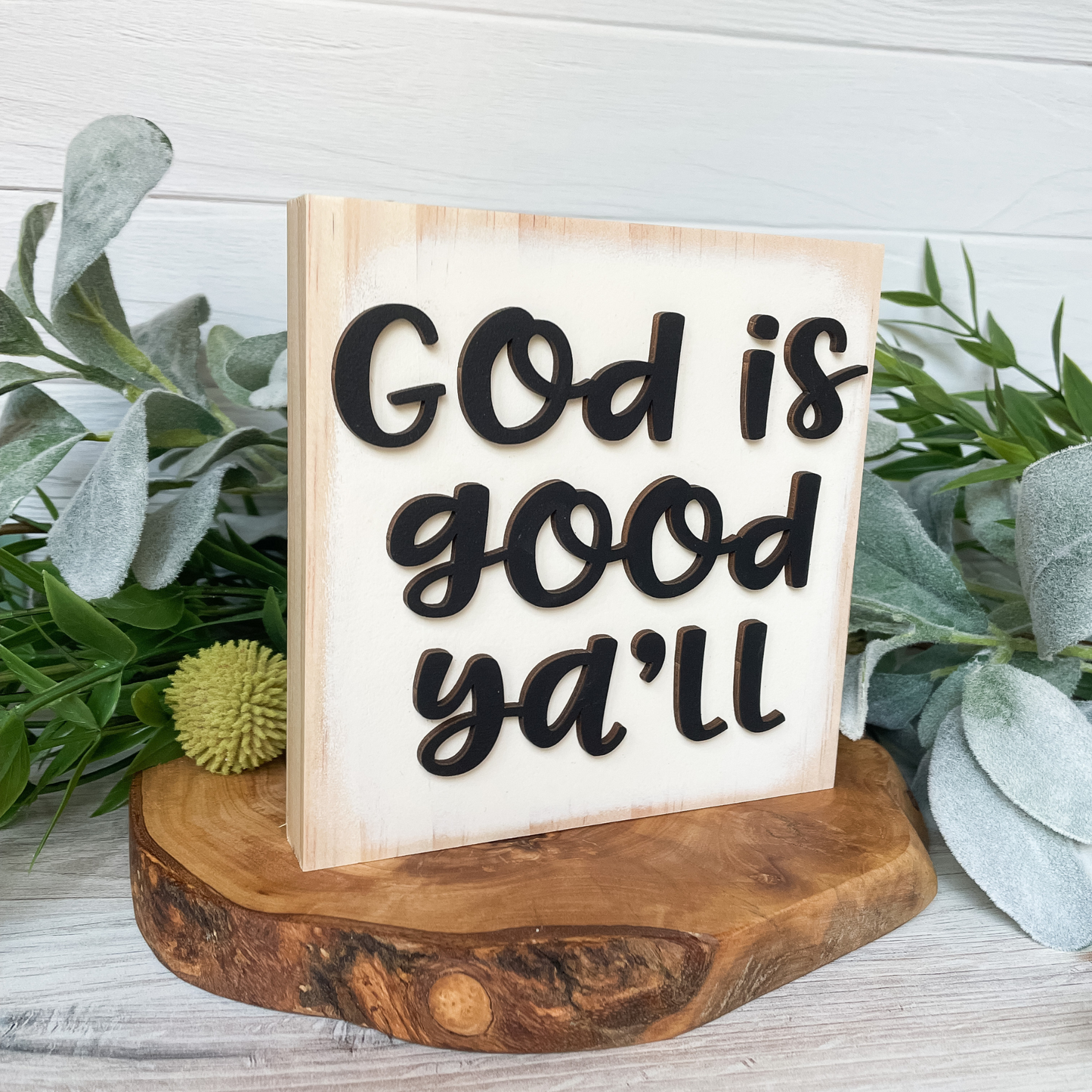 Modern Farmhouse Inspirational God Is Good Ya'll | Wood Sign