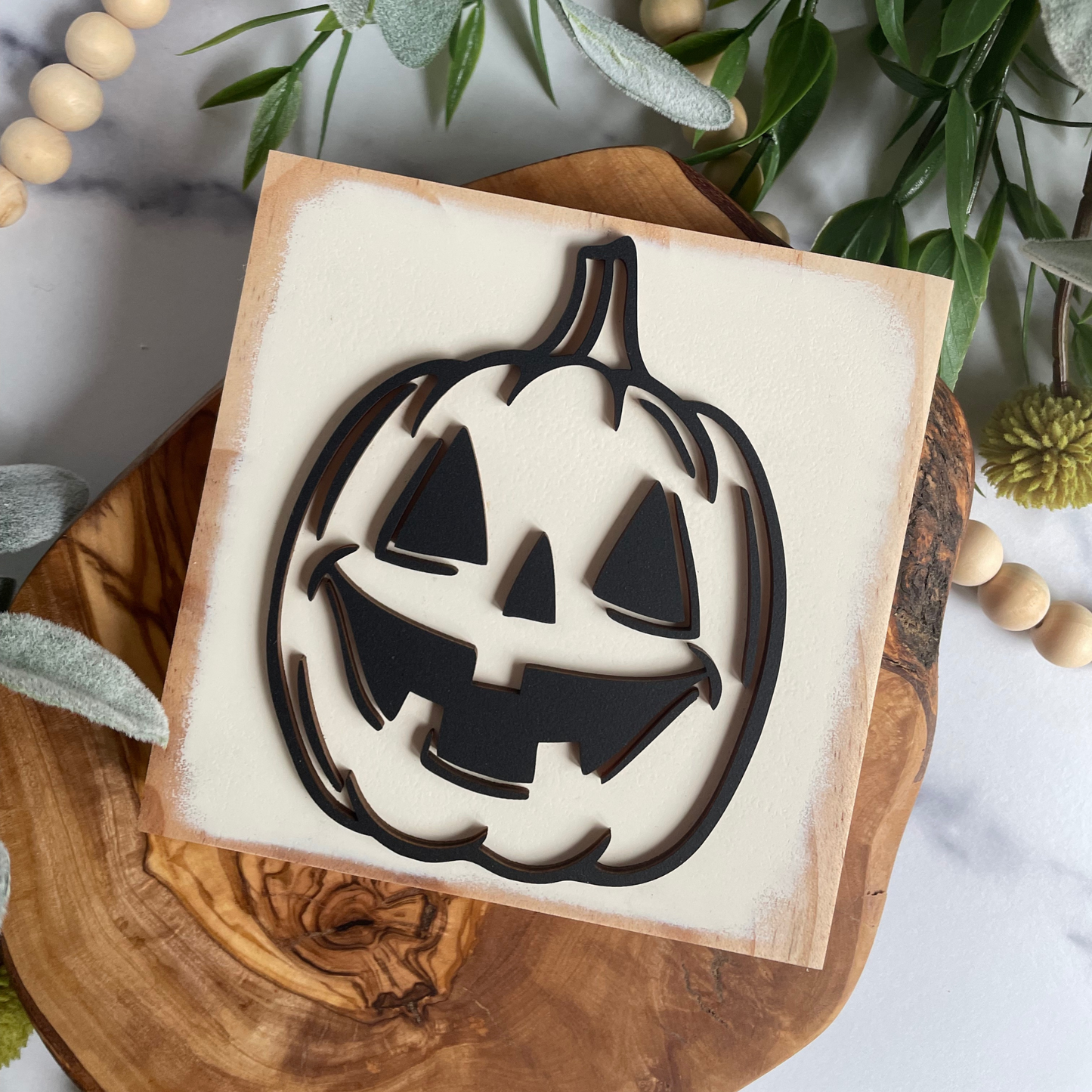 Modern Farmhouse Halloween Jack O Lantern | Wood Sign