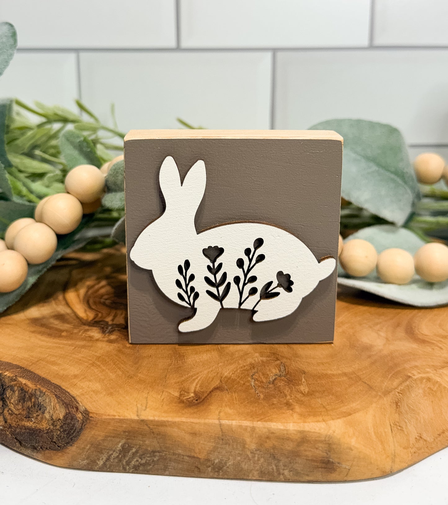 Mini Floral Rabbit | Wood Sign