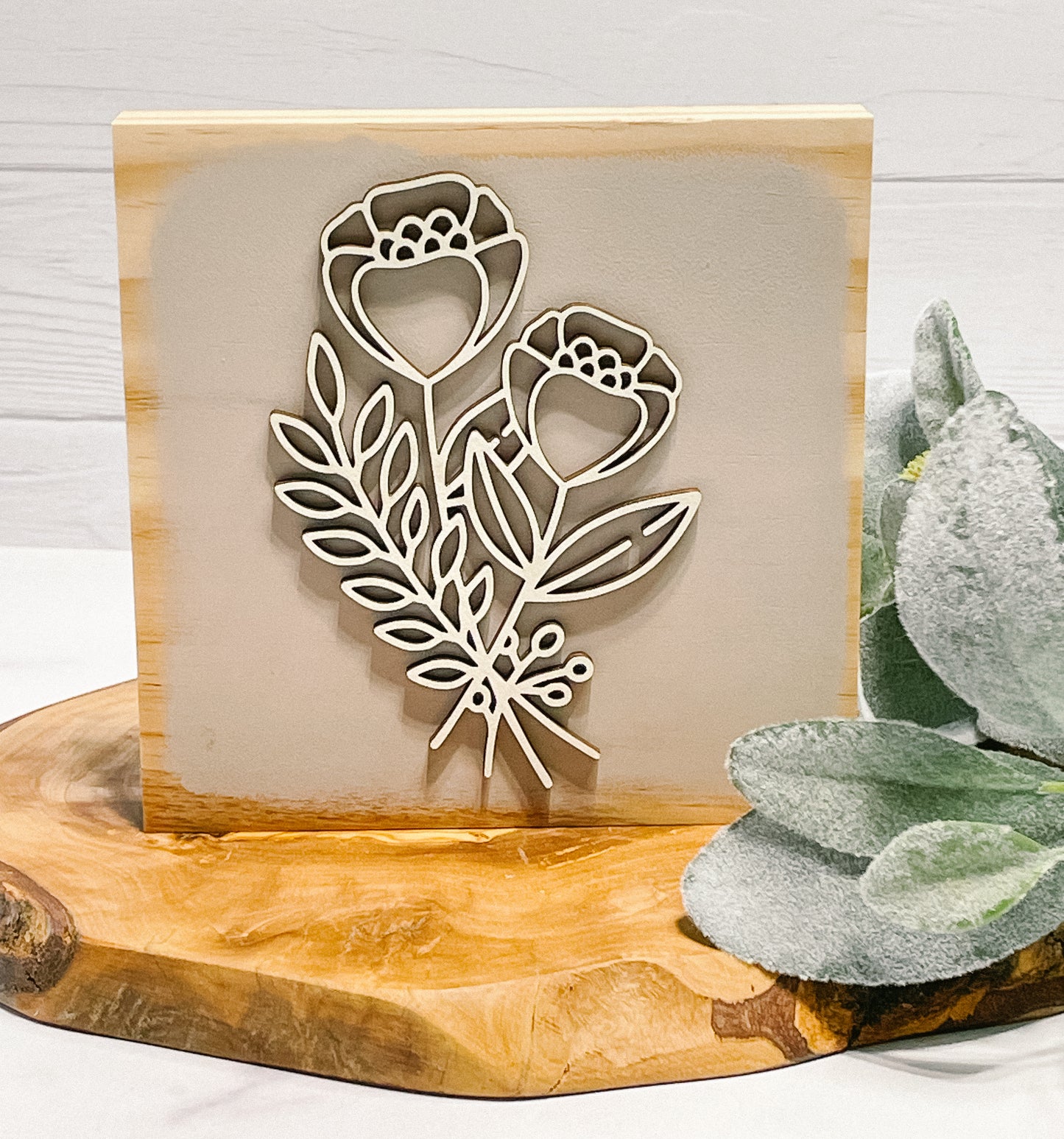Modern Farmhouse Sandstone Floral| Wood Sign