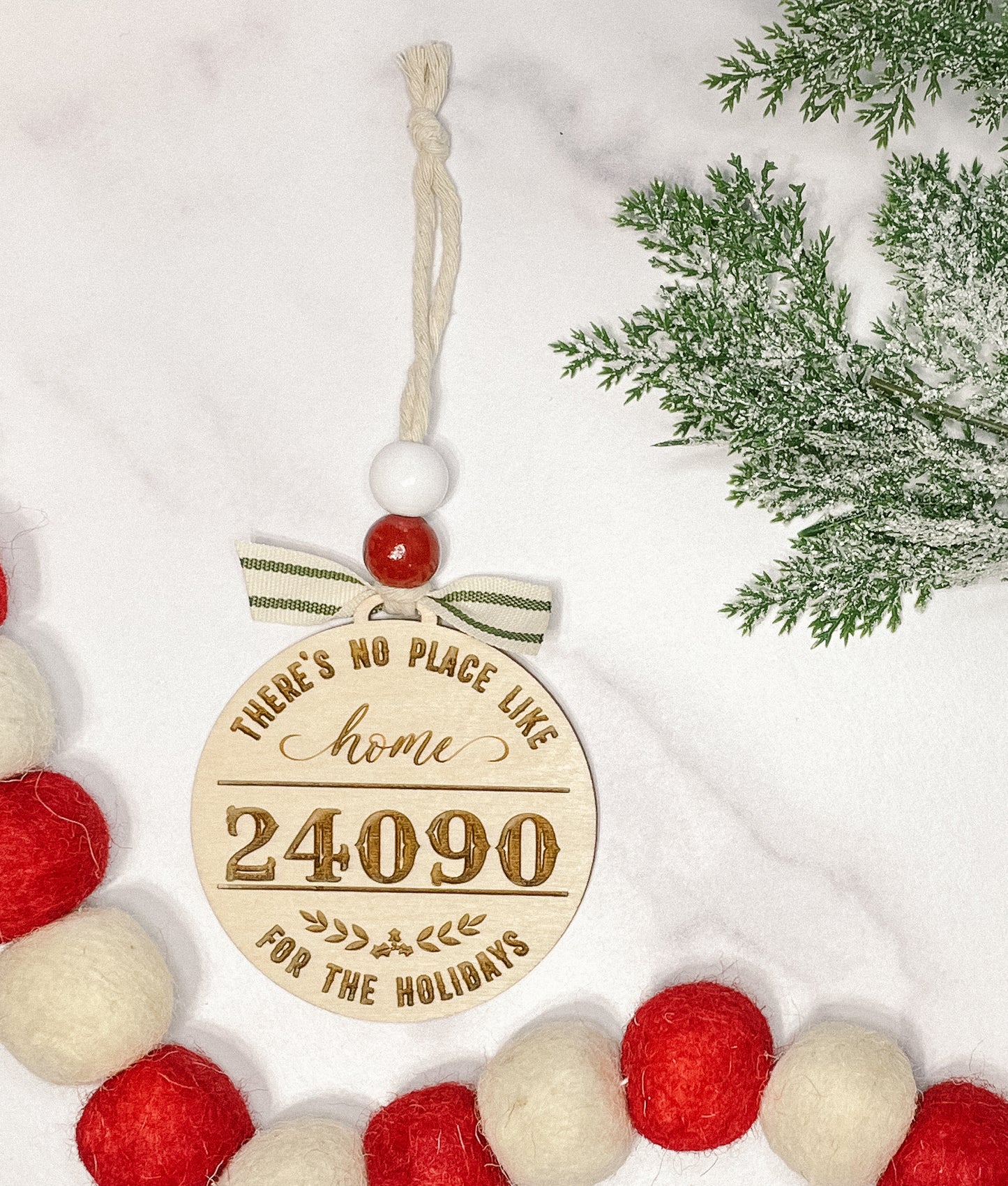 Modern Farmhouse Custom Zip Code Christmas Ornament| Wood Christmas Ornament