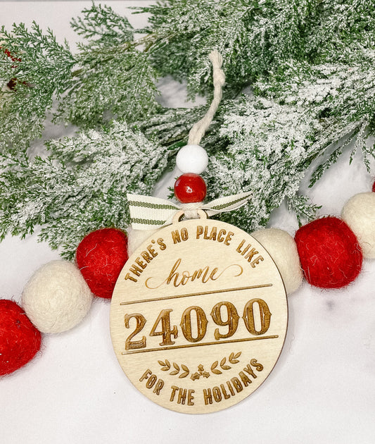 Modern Farmhouse Custom Zip Code Christmas Ornament| Wood Christmas Ornament