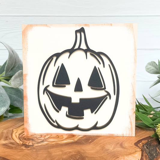 Modern Farmhouse Halloween Jack O Lantern | Wood Sign