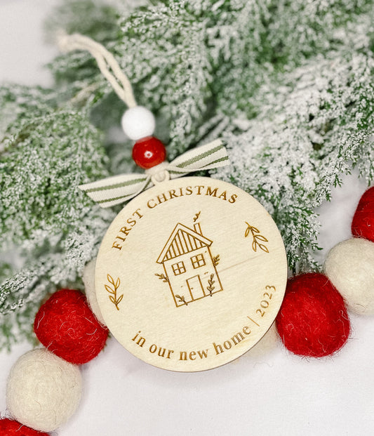 Modern Farmhouse New Home 2023 Ornament| Wood Christmas Ornament