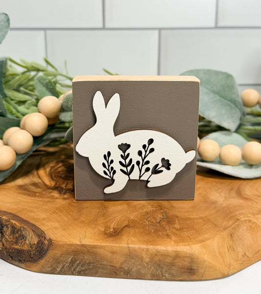 Mini Floral Rabbit | Wood Sign