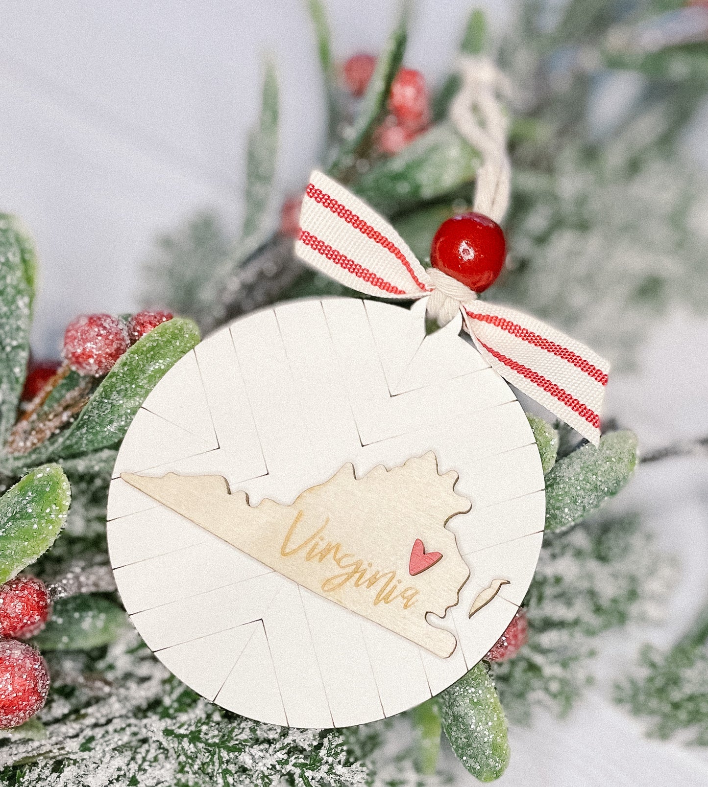 Modern Farmhouse Home State Ornament| Wood Ornament