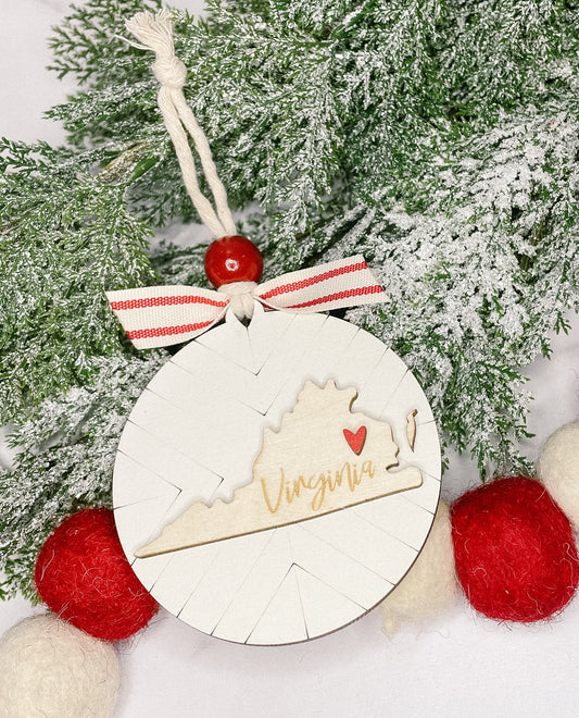 Modern Farmhouse Home State Ornament| Wood Ornament