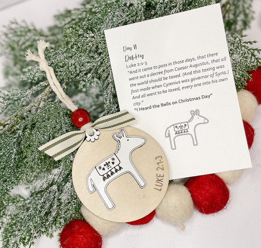 Modern Farmhouse Style Nativity Ornament Set | 12 Days of Christmas Countdown Set